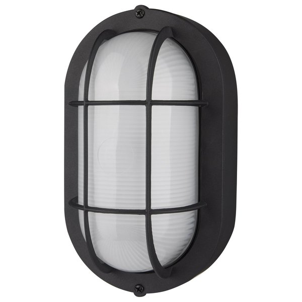 Nuvo LED Small Oval Bulk Head Fixture, Black Finish with White Glass 62/1389